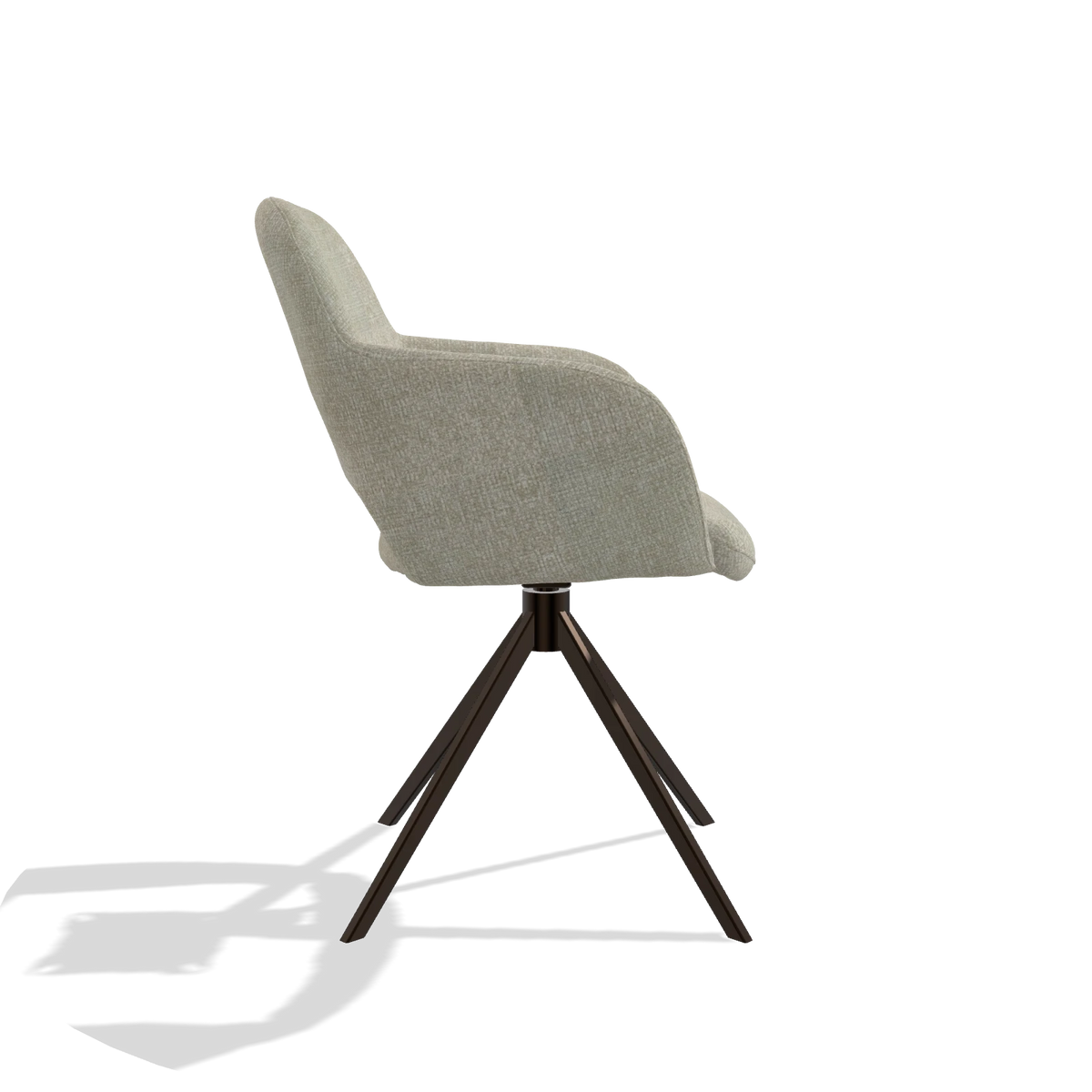Dining Chair Julien 6585 in Niagara 903 fabric (greige), espresso swivel base, side view