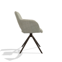 Dining Chair Julien 6585 in Niagara 903 fabric (greige), espresso swivel base, side view