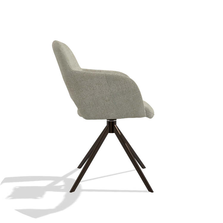 Dining Chair Julien 6585 in Niagara 903 fabric (greige), espresso swivel base, side view