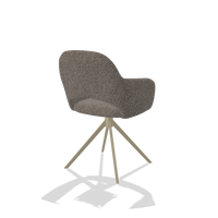 Dining Chair Julien 6585 in Oasis 108 fabric (dark grey), champagne swivel base, back angled view