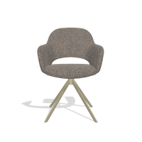 Dining Chair Julien 6585 in Oasis 108 fabric (dark grey), champagne swivel base, front view
