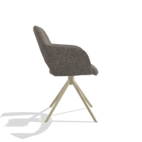 Dining Chair Julien 6585 in Oasis 108 fabric (dark grey), champagne swivel base, side view