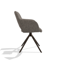 Dining Chair Julien 6585 in Oasis 108 fabric (dark grey), espresso swivel base, side view