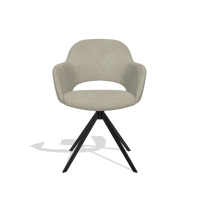 Dining Chair Julien 6585 in Rhythm 05 fabric (greige), black swivel base, front view