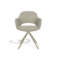 Dining Chair Julien 6585 in Rhythm 05 fabric (greige), champagne swivel base, front view