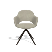 Dining Chair Julien 6585 in Rhythm 05 fabric (greige), espresso swivel base, front view