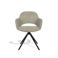 Dining Chair Julien 6585 in Rhythm 10 fabric (sage), black swivel base, front view