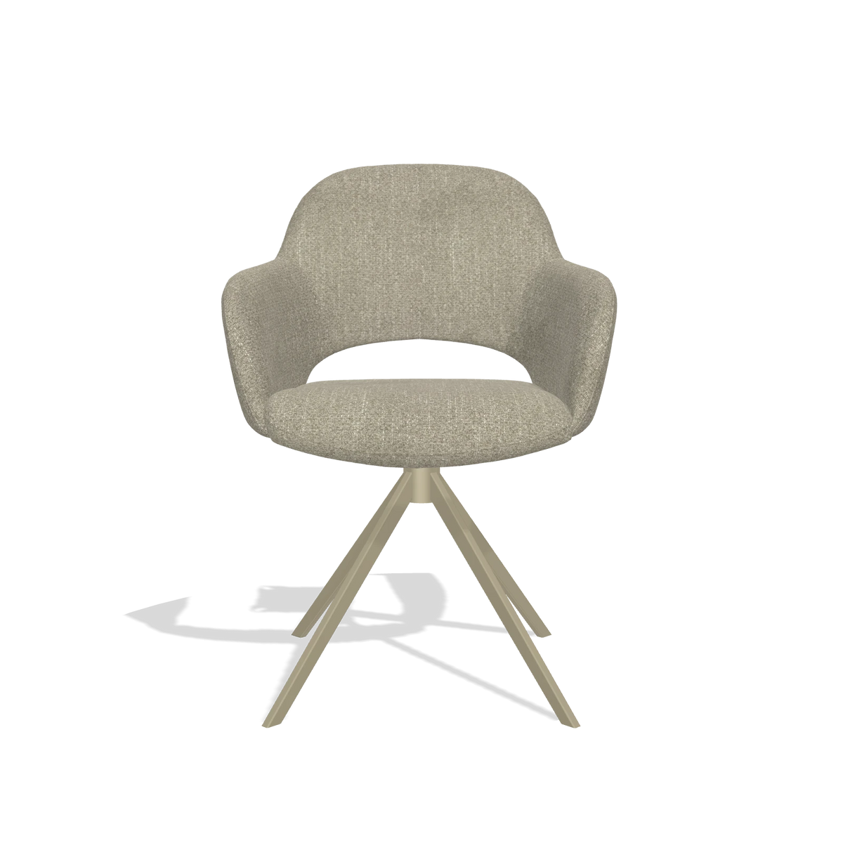 Dining Chair Julien 6585 in Rhythm 10 fabric (sage), champagne swivel base, front view