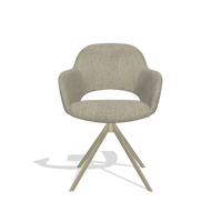 Dining Chair Julien 6585 in Rhythm 10 fabric (sage), champagne swivel base, front view