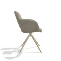 Dining Chair Julien 6585 in Rhythm 10 fabric (sage), champagne swivel base, side view