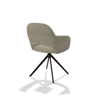 Dining Chair Julien 6585 in Rhythm 10 fabric (sage), espresso swivel base, back angled view