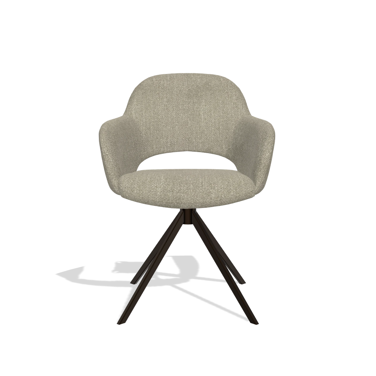 Dining Chair Julien 6585 in Rhythm 10 fabric (sage), espresso swivel base, front view