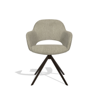 Dining Chair Julien 6585 in Rhythm 10 fabric (sage), espresso swivel base, front view