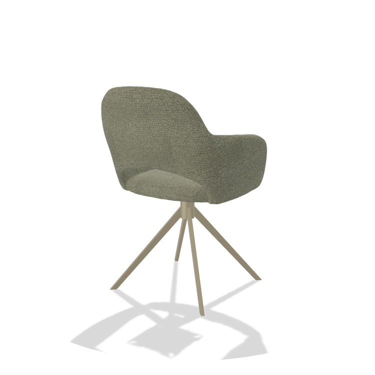 Esszimmerstuhl Julien 6585 in Stoff Rhythm 206 (Taupe), Drehfuß in Champagner, Schrägansicht von hinten