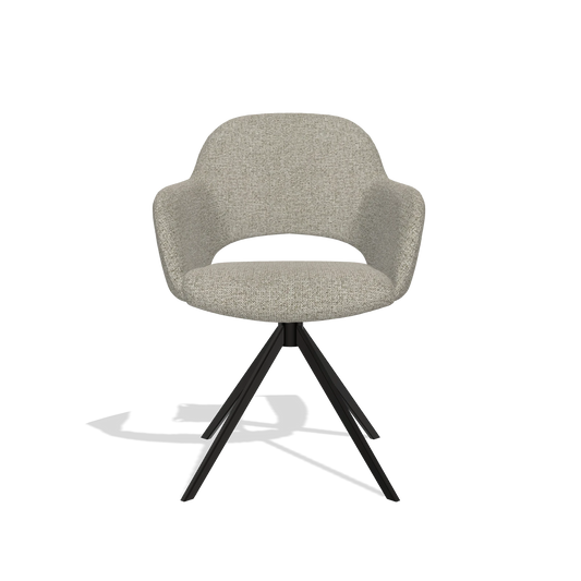 Silla de comedor Julien 6585 en tela Taurus 05 (verde salvia), base giratoria en negro, vista frontal