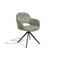 Dining Chair Julien 6585 in Venga 156 fabric (taupe), espresso swivel base, angled view