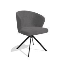 Dining Chair Lazio 6511 in Adore 180 fabric (dark grey), black swivel base, angled view