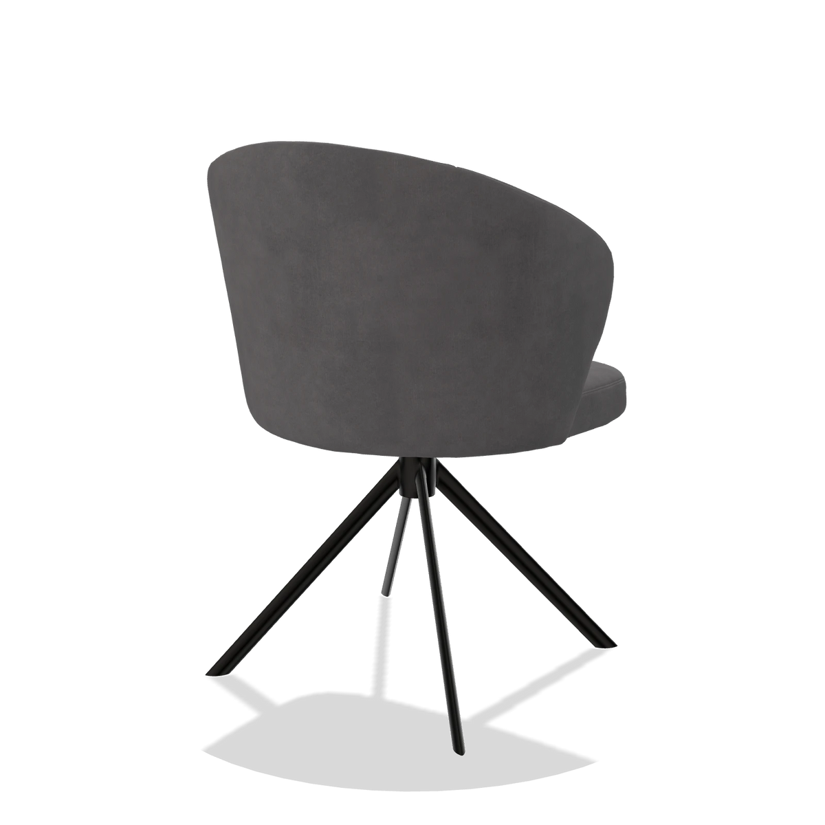 Dining Chair Lazio 6511 in Adore 180 fabric (dark grey), black swivel base, back angled view