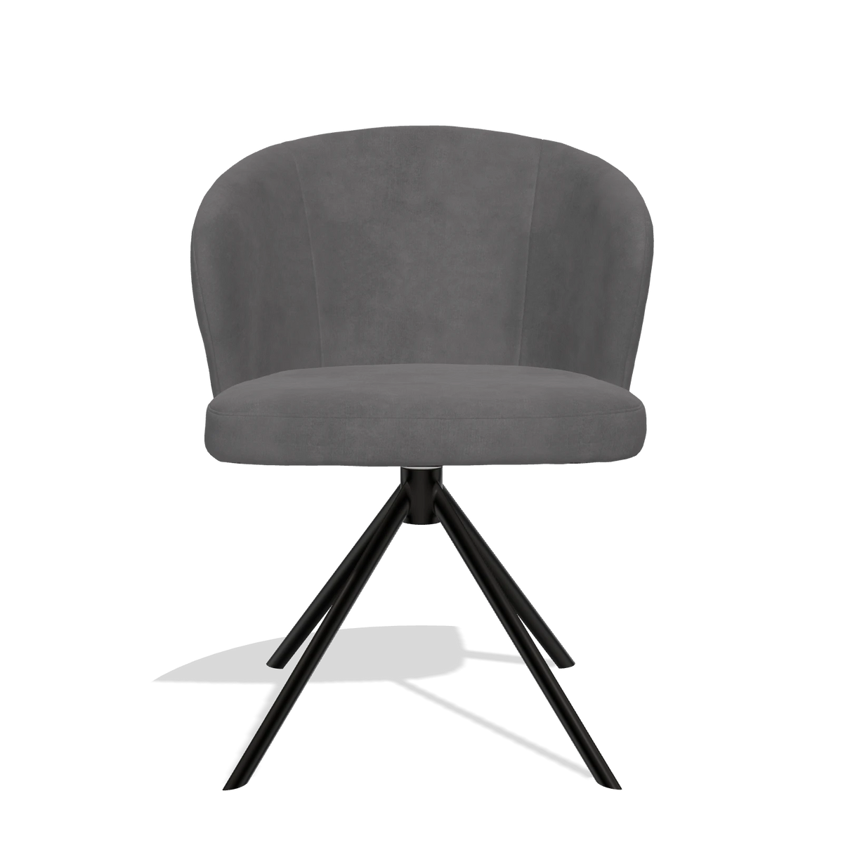 Dining Chair Lazio 6511 in Adore 180 fabric (dark grey), black swivel base, front view