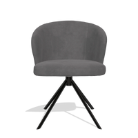 Dining Chair Lazio 6511 in Adore 180 fabric (dark grey), black swivel base, front view