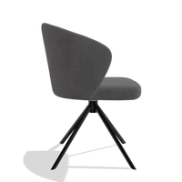 Dining Chair Lazio 6511 in Adore 180 fabric (dark grey), black swivel base, side view