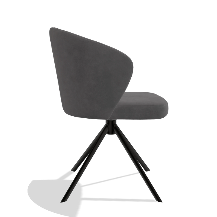 Dining Chair Lazio 6511 in Adore 180 fabric (dark grey), black swivel base, side view
