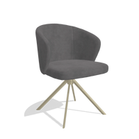 Dining Chair Lazio 6511 in Adore 180 fabric (dark grey), champagne swivel base, angled view