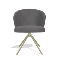 Dining Chair Lazio 6511 in Adore 180 fabric (dark grey), champagne swivel base, front view
