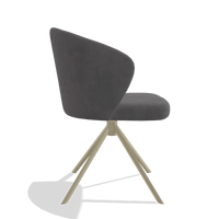 Dining Chair Lazio 6511 in Adore 180 fabric (dark grey), champagne swivel base, side view