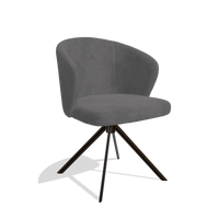 Dining Chair Lazio 6511 in Adore 180 fabric (dark grey), espresso swivel base, angled view