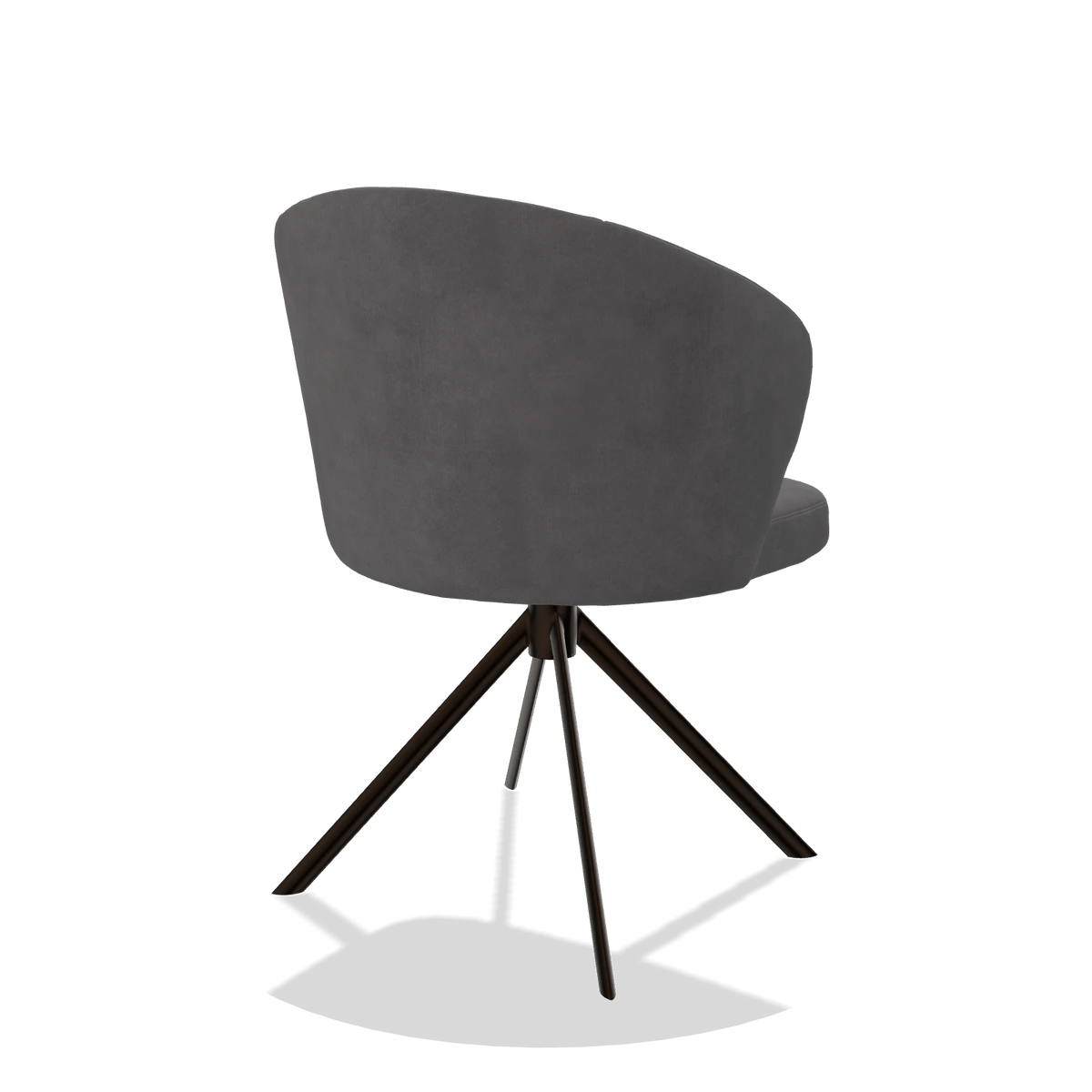 Dining Chair Lazio 6511 in Adore 180 fabric (dark grey), espresso swivel base, back angled view