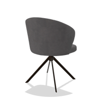Dining Chair Lazio 6511 in Adore 180 fabric (dark grey), espresso swivel base, back angled view