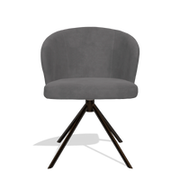 Dining Chair Lazio 6511 in Adore 180 fabric (dark grey), espresso swivel base, front view