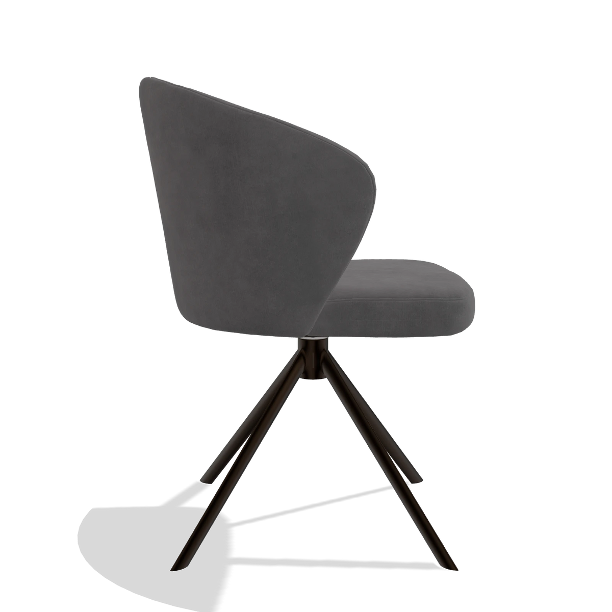 Dining Chair Lazio 6511 in Adore 180 fabric (dark grey), espresso swivel base, side view