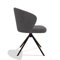 Dining Chair Lazio 6511 in Adore 180 fabric (dark grey), espresso swivel base, side view