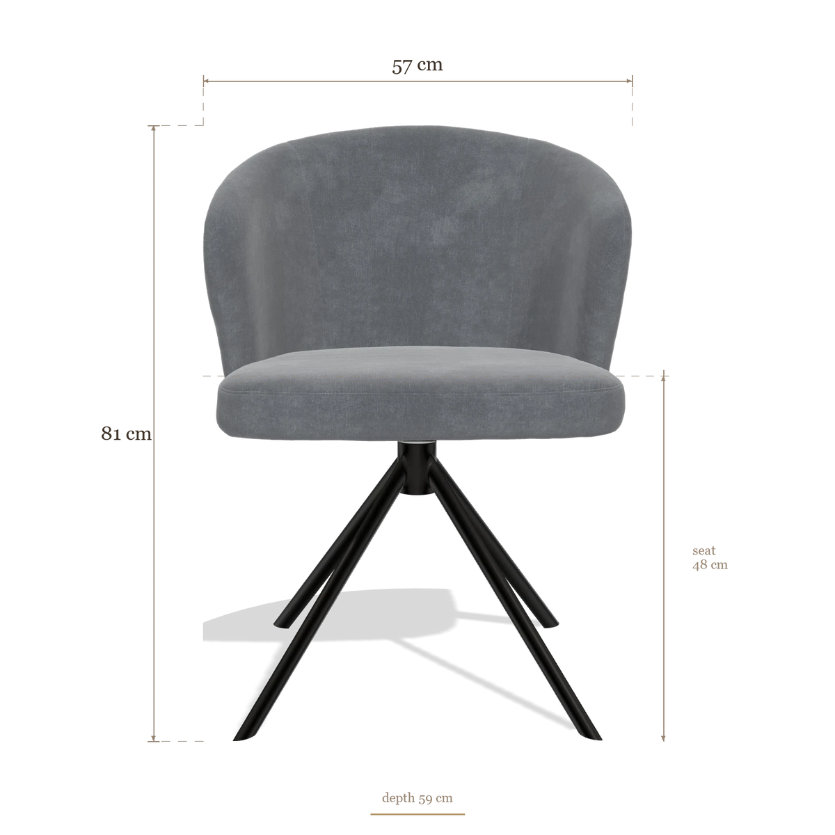 Sedia da pranzo Lazio 6511, dimensioni 57 x 59 x 81 cm
