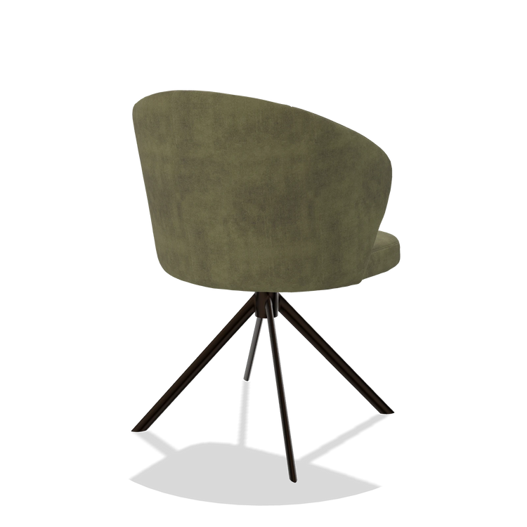 Esszimmerstuhl Lazio 6511 in Stoff Adore 59 (Oliv), Drehfuß in Espresso, Schrägansicht von hinten