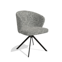 Dining Chair Lazio 6511 in Be Fine 45 fabric (taupe), black swivel base, angled view