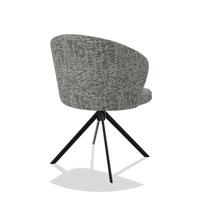 Dining Chair Lazio 6511 in Be Fine 45 fabric (taupe), black swivel base, back angled view