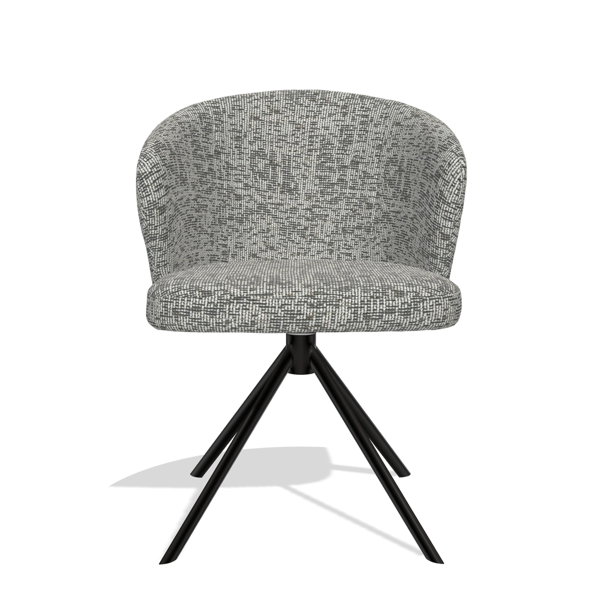 Dining Chair Lazio 6511 in Be Fine 45 fabric (taupe), black swivel base, front view