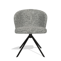 Dining Chair Lazio 6511 in Be Fine 45 fabric (taupe), black swivel base, front view