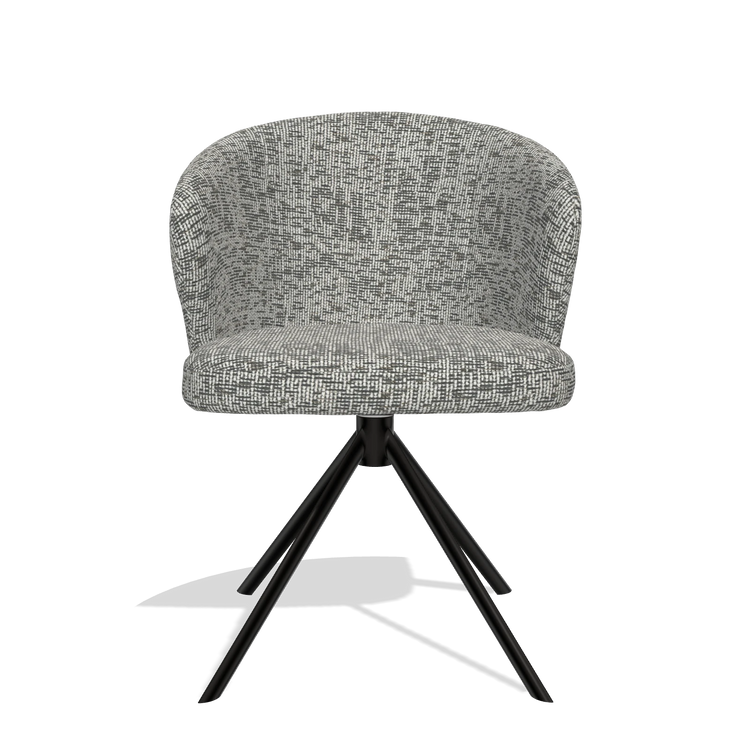 Dining Chair Lazio 6511 in Be Fine 45 fabric (taupe), black swivel base, front view