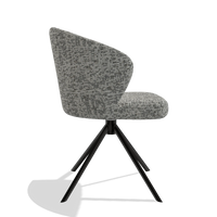 Dining Chair Lazio 6511 in Be Fine 45 fabric (taupe), black swivel base, side view