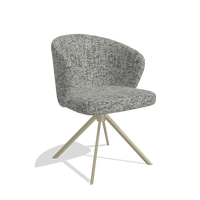 Dining Chair Lazio 6511 in Be Fine 45 fabric (taupe), champagne swivel base, angled view