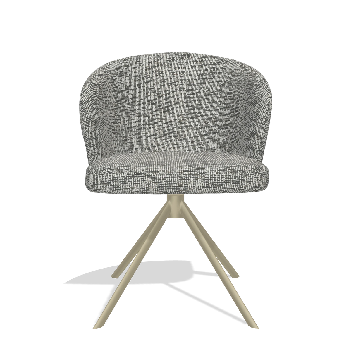 Dining Chair Lazio 6511 in Be Fine 45 fabric (taupe), champagne swivel base, front view