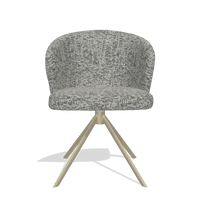 Dining Chair Lazio 6511 in Be Fine 45 fabric (taupe), champagne swivel base, front view