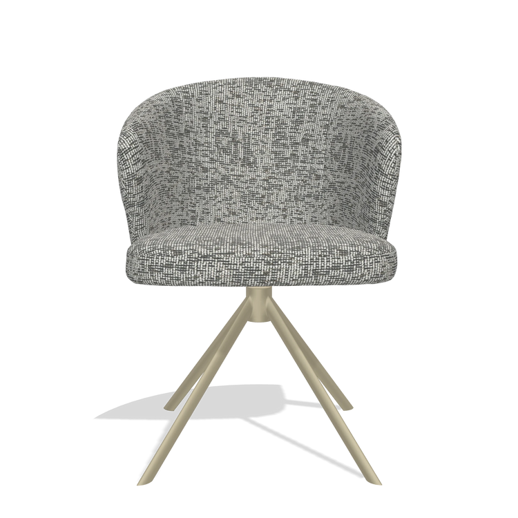 Dining Chair Lazio 6511 in Be Fine 45 fabric (taupe), champagne swivel base, front view