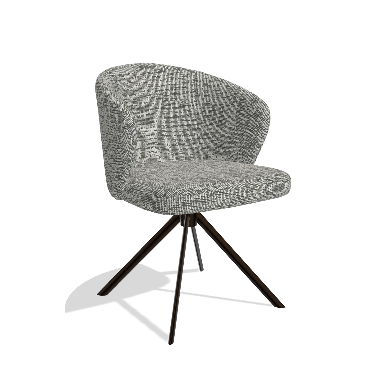 Dining Chair Lazio 6511 in Be Fine 45 fabric (taupe), espresso swivel base, angled view