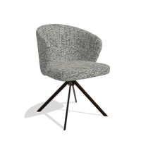 Dining Chair Lazio 6511 in Be Fine 45 fabric (taupe), espresso swivel base, angled view