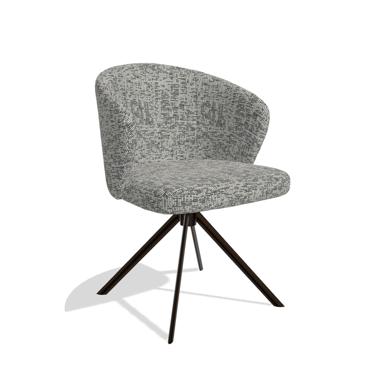 Dining Chair Lazio 6511 in Be Fine 45 fabric (taupe), espresso swivel base, angled view